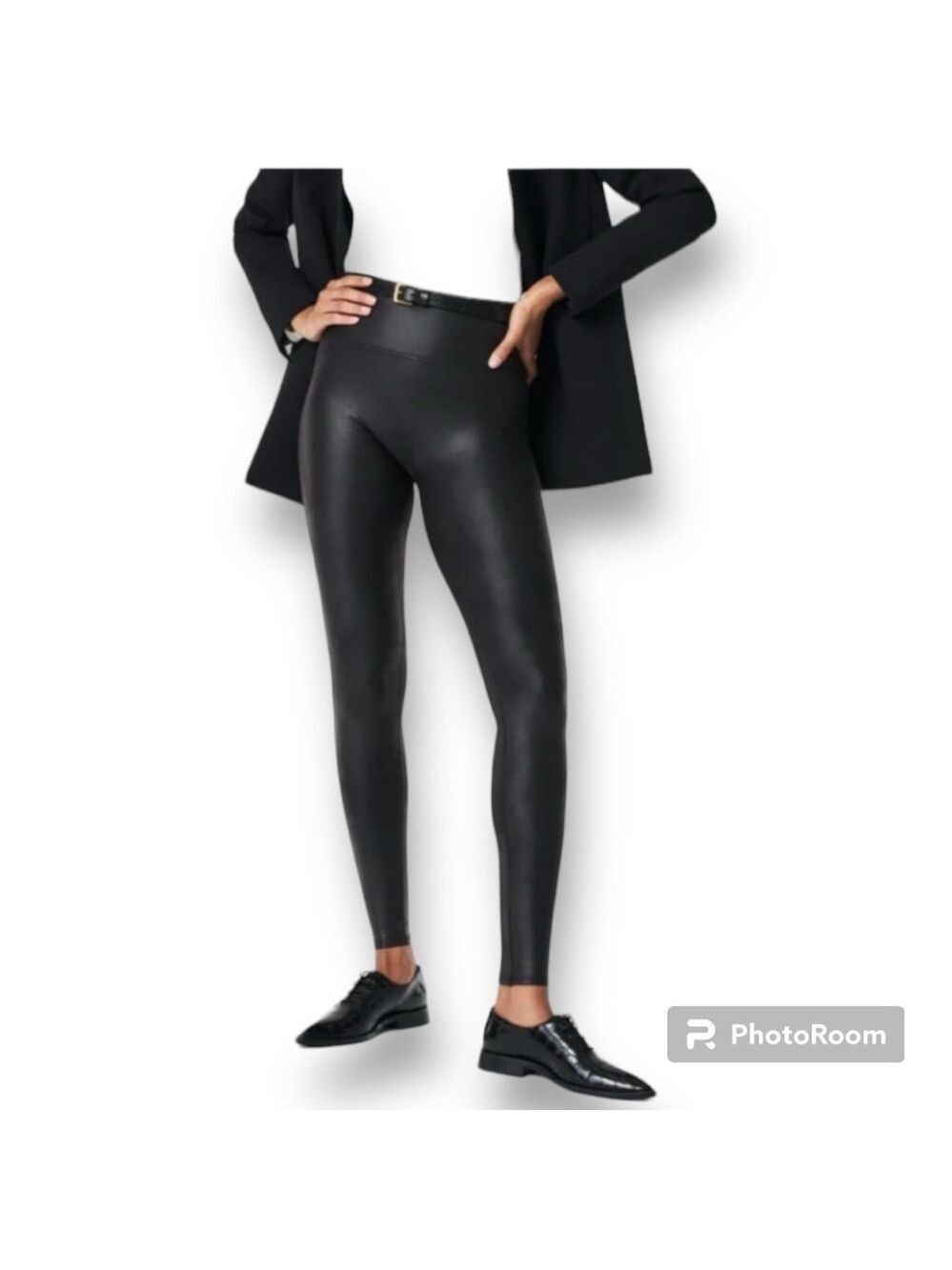 SPANX Leggings Faux Leather Black Sz S